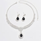 Stylish And Chic Diamond-studded Teardrop Flower Necklace And Earring Set