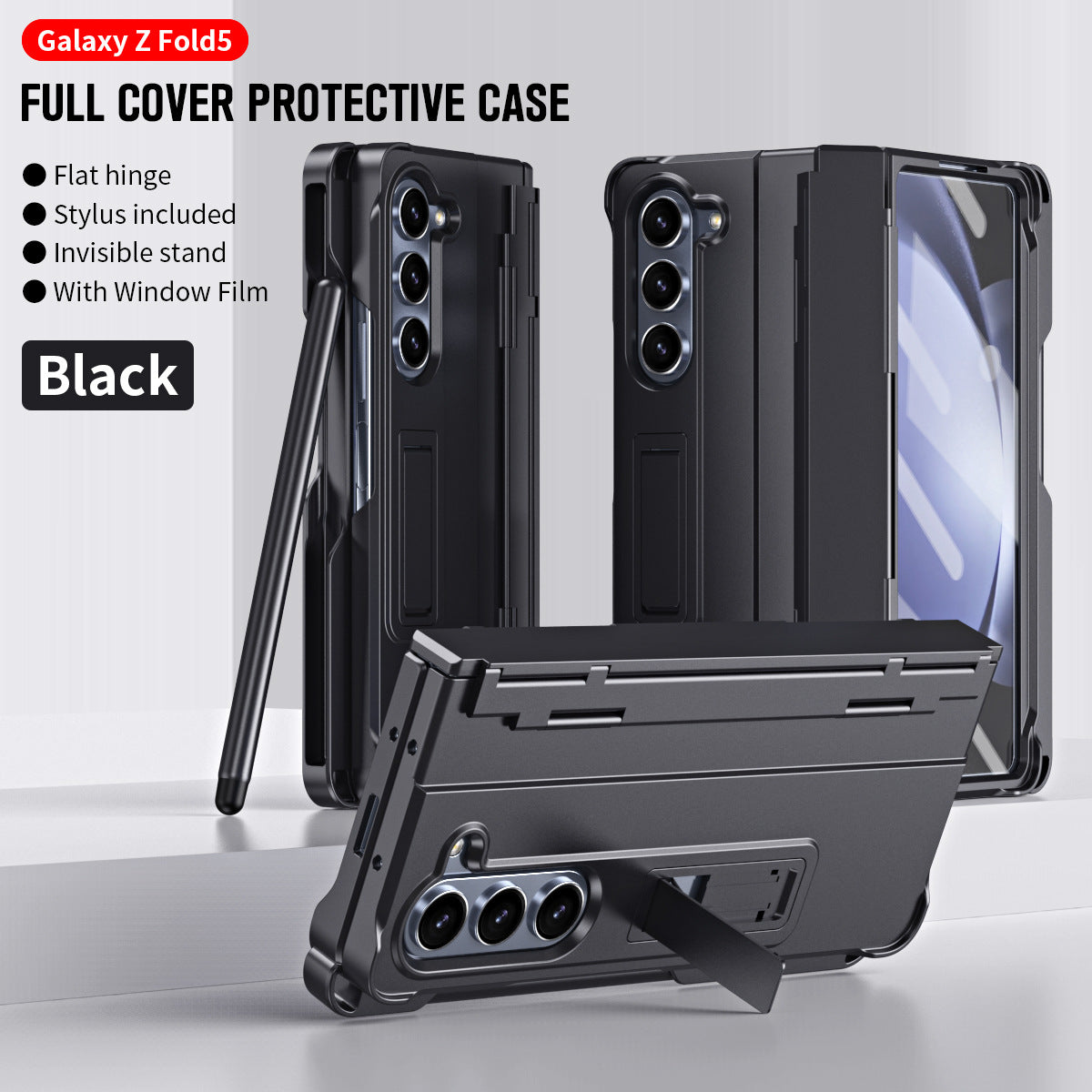 Phone Case Hinged Case With Built-in Screen Protector Side Pen SlotMagnetic KickstandAnd Protective Cover