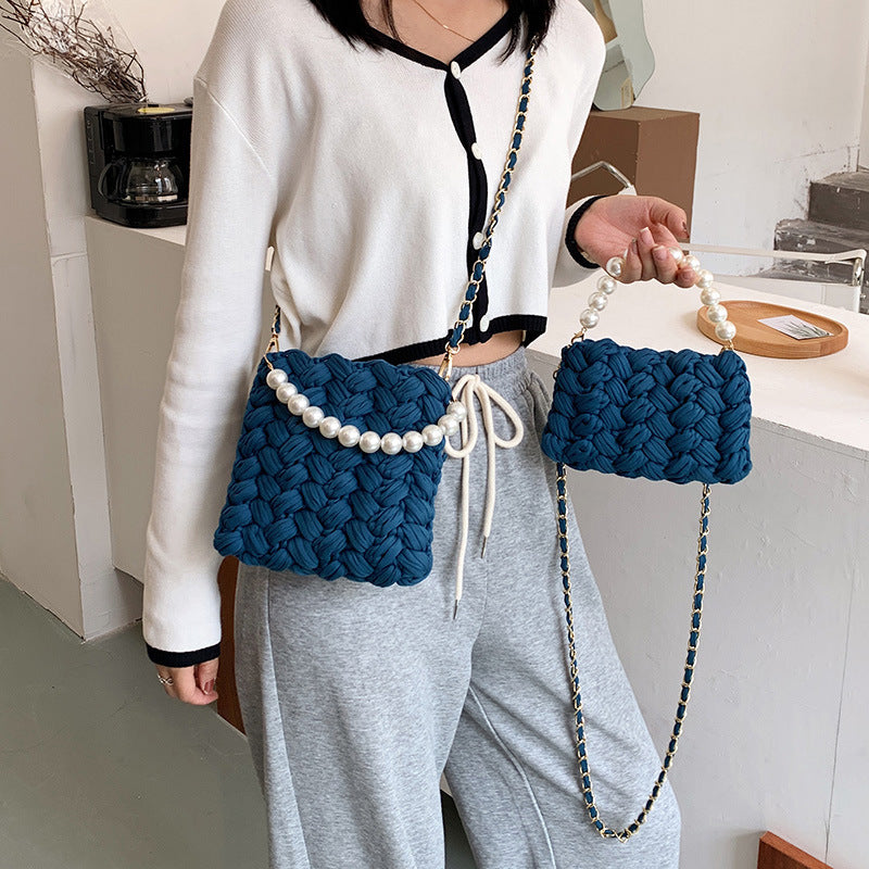 DIY Craft Kit Yarn, Crochet Hook, And Fabric Strips For Making A ShoulderCrossbody Bag