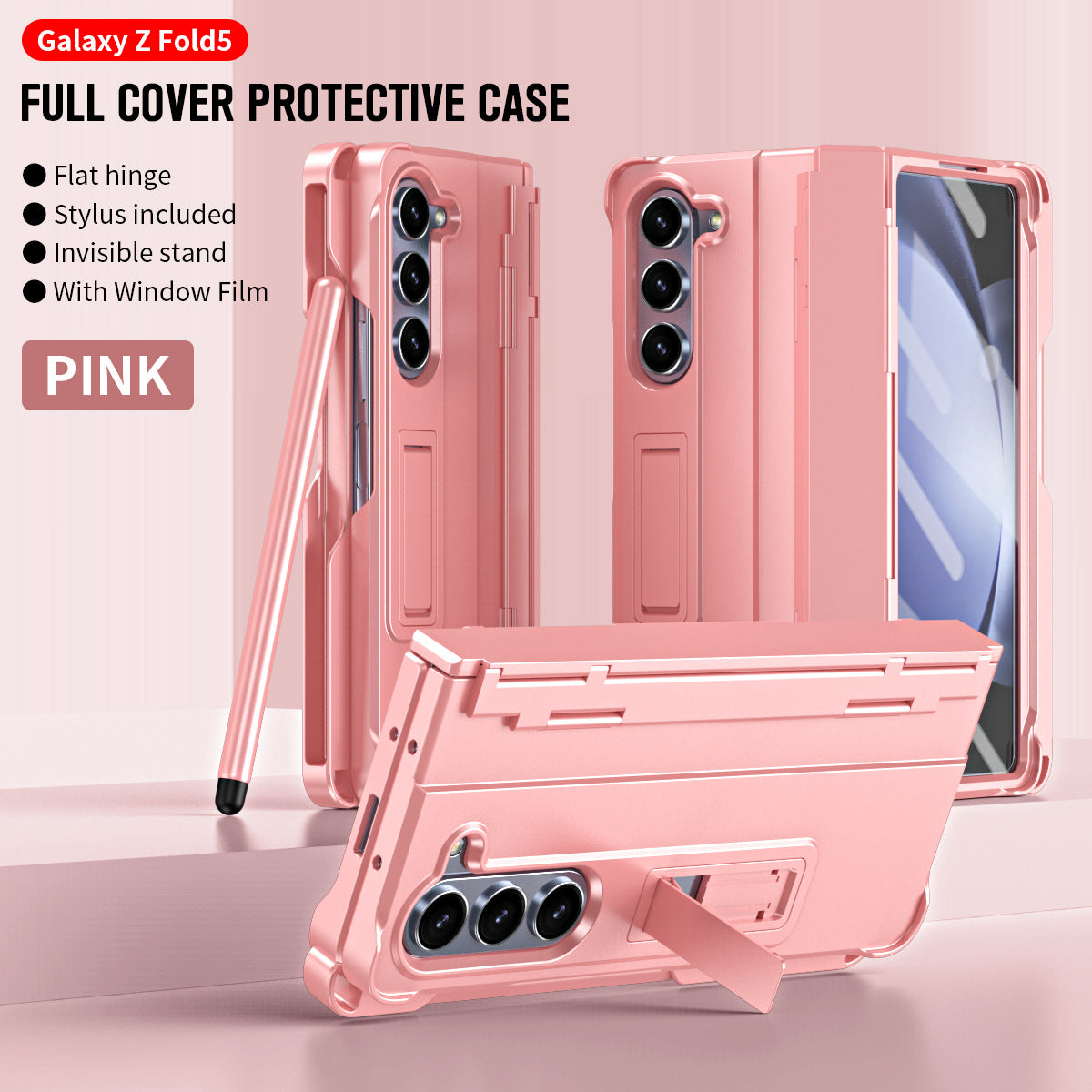 Phone Case Hinged Case With Built-in Screen Protector Side Pen SlotMagnetic KickstandAnd Protective Cover